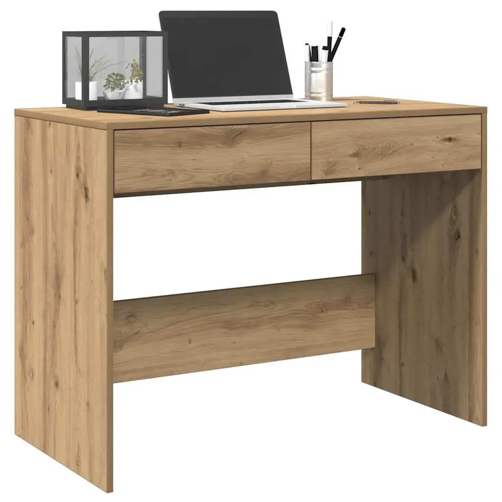 Engineered Wood Office Desk with 2 Drawers in Artisan Oak