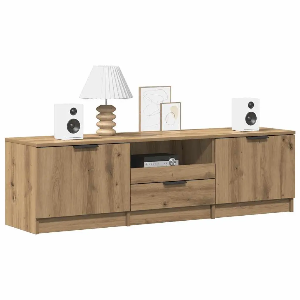 TV Cabinet Engineered Wood Brown Living Room Storage Unit 140x35x40cm