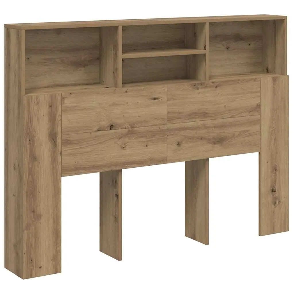 Brown Engineered Wood Wall-Mounted Headboard Cabinet