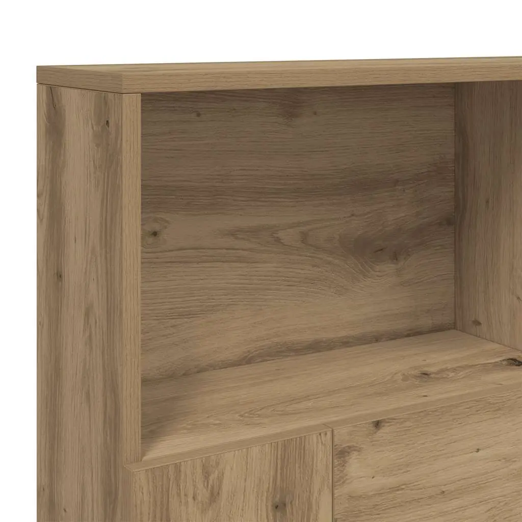 Brown Engineered Wood Wall-Mounted Headboard Cabinet