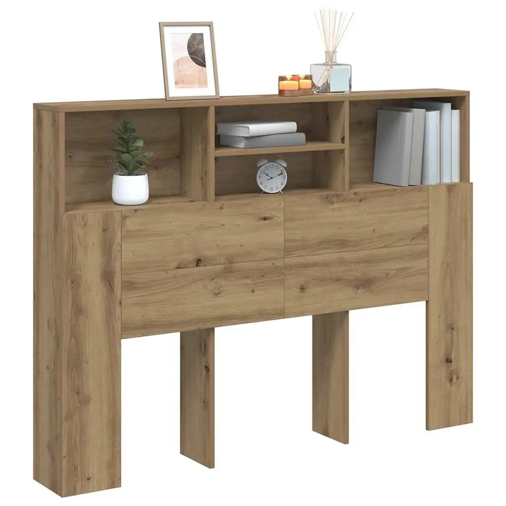 Brown Engineered Wood Wall-Mounted Headboard Cabinet