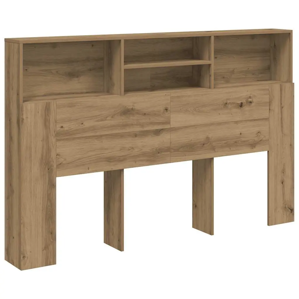 Brown Oak Headboard Cabinet for Bedroom Storage 160x19x103.5cm