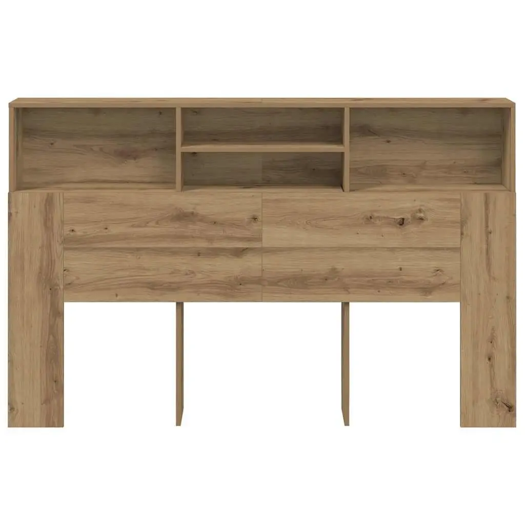Brown Oak Headboard Cabinet for Bedroom Storage 160x19x103.5cm