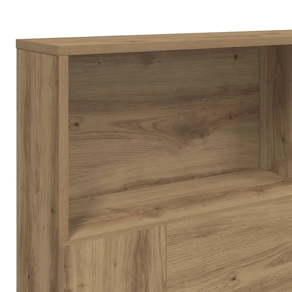 Brown Oak Headboard Cabinet for Bedroom Storage 160x19x103.5cm