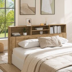 Brown Engineered Wood Headboard Cabinet for Storage