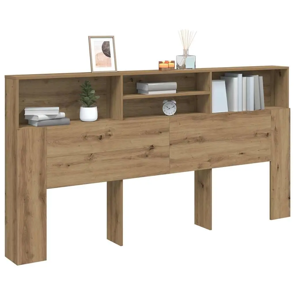 Brown Engineered Wood Headboard Cabinet for Storage