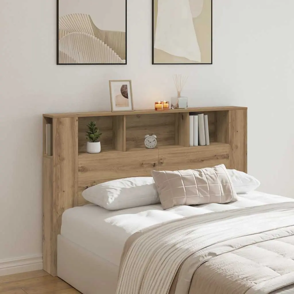 Storage Headboard Cabinet Engineered Wood Brown 160x18.5x103.5 cm Bedroom