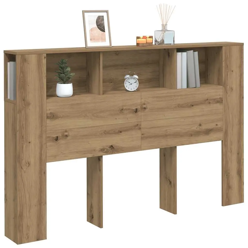Storage Headboard Cabinet Engineered Wood Brown 160x18.5x103.5 cm Bedroom