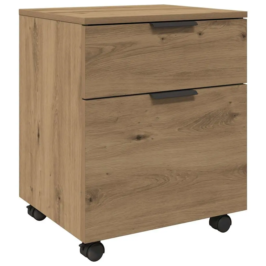 Mobile File Cabinet with Wheels Brown Storage Organizer Engineered Wood Office