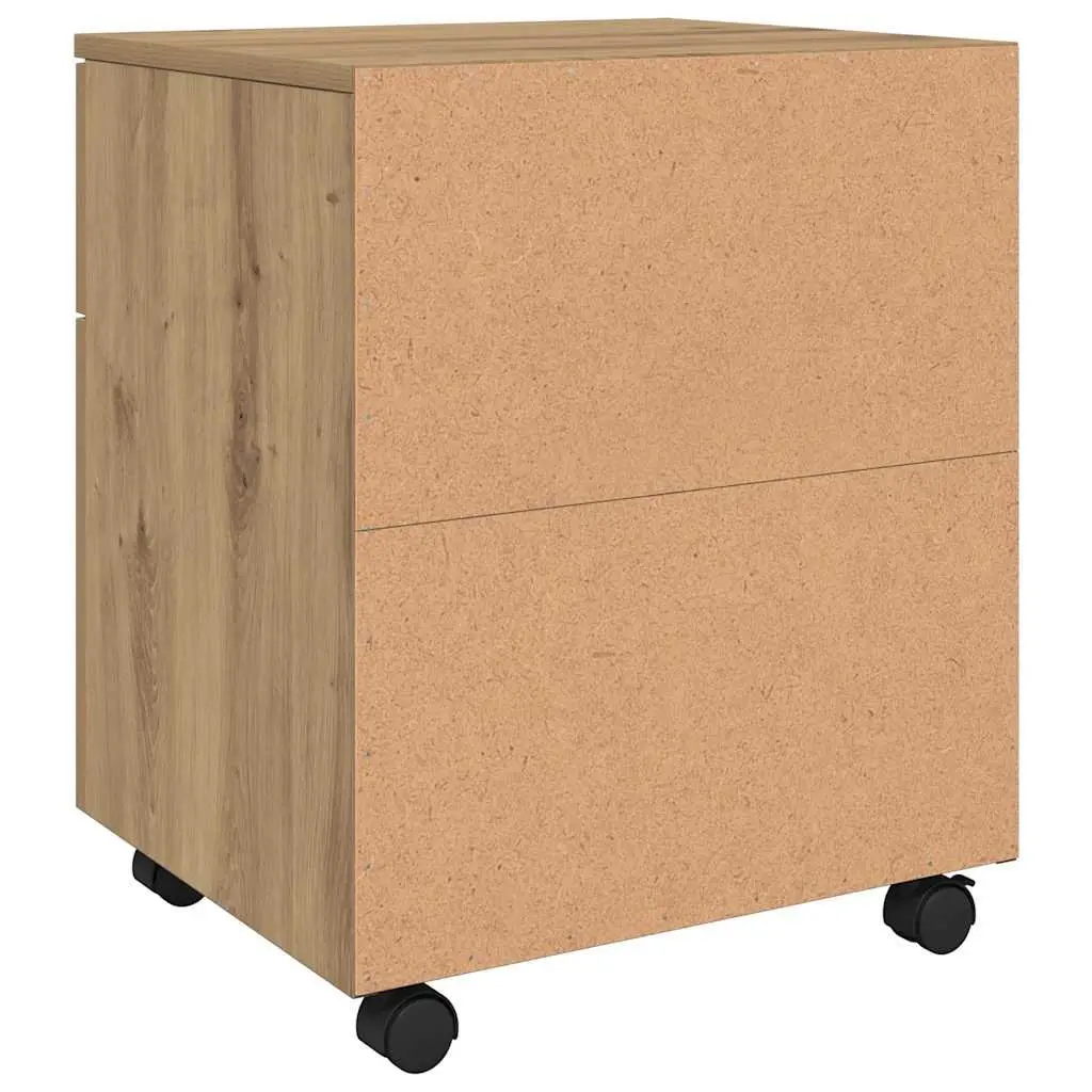 Mobile File Cabinet with Wheels Brown Storage Organizer Engineered Wood Office