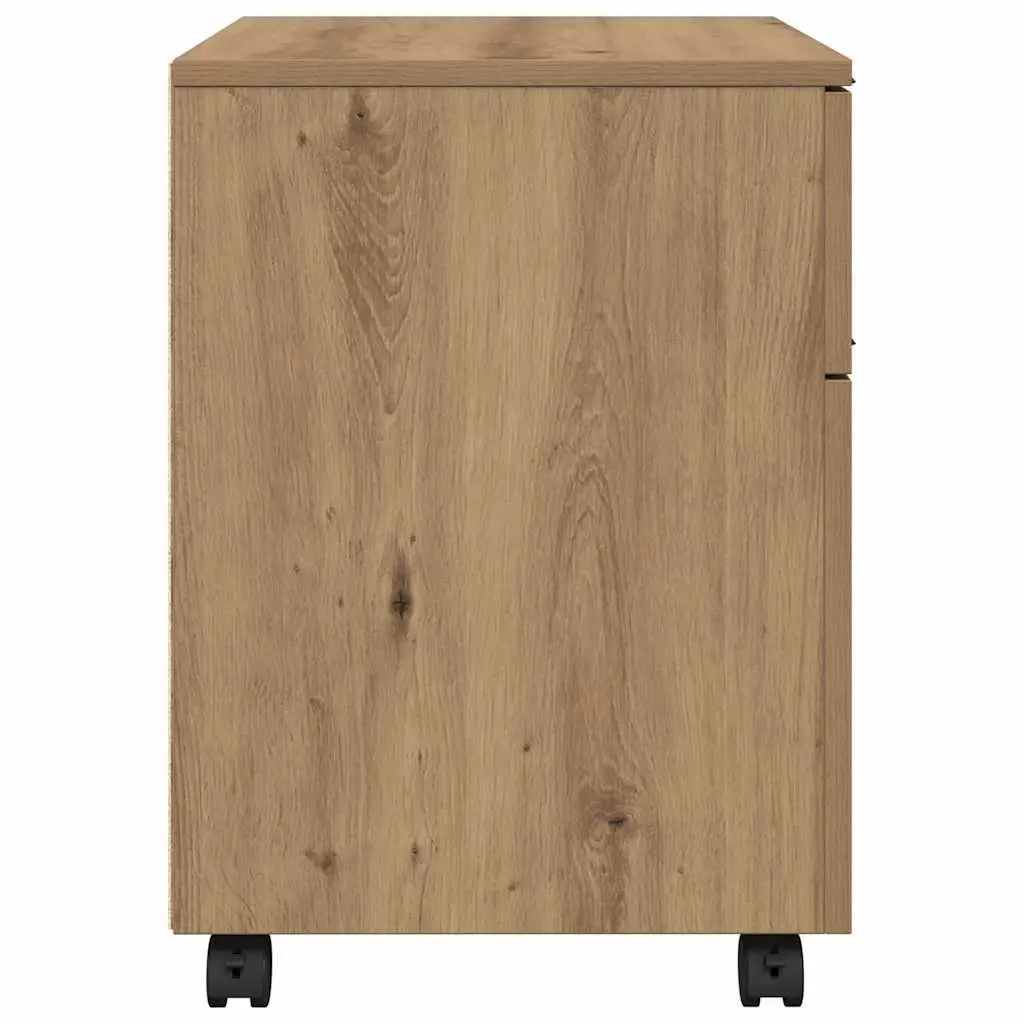 Mobile File Cabinet with Wheels Brown Storage Organizer Engineered Wood Office