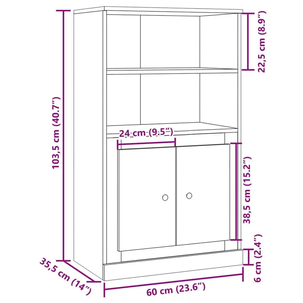 Highboard Storage Cabinet in Brown