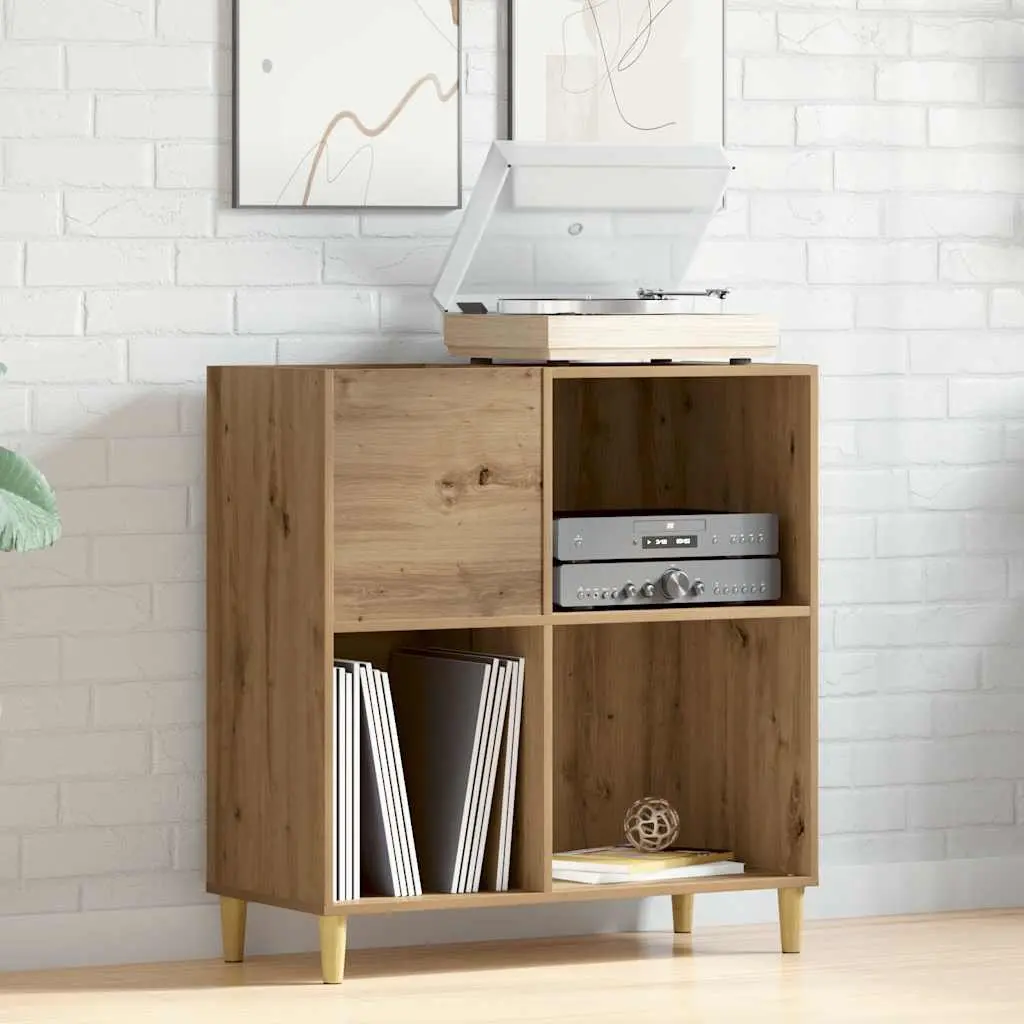 Brown Engineered Wood Record Cabinet for Vinyl Storage