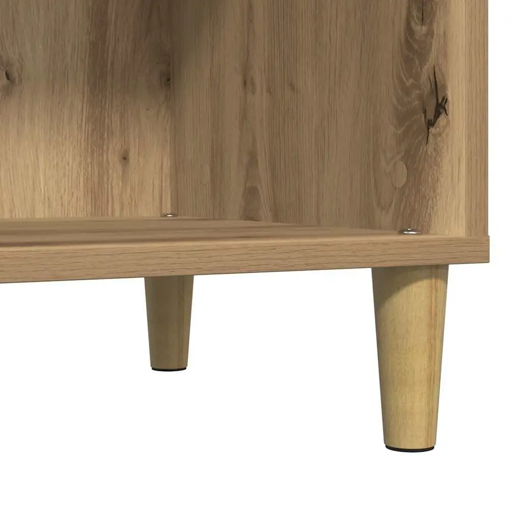 Brown Engineered Wood Record Cabinet for Vinyl Storage