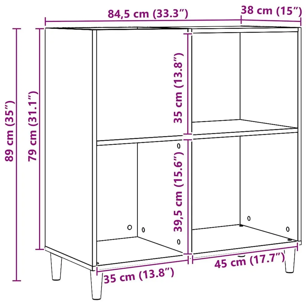 Brown Engineered Wood Record Cabinet for Vinyl Storage