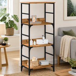 Elegant Brown Book Cabinet with 3 Compartments 50x33x117.5cm
