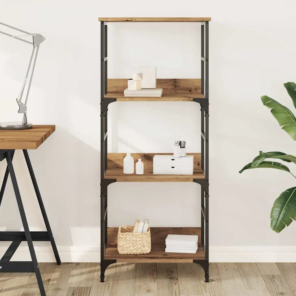 Brown Book Cabinet with 3 Compartments 50x33x117.5cm