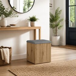 Brown Padded Storage Bench for Hallway or Living Room
