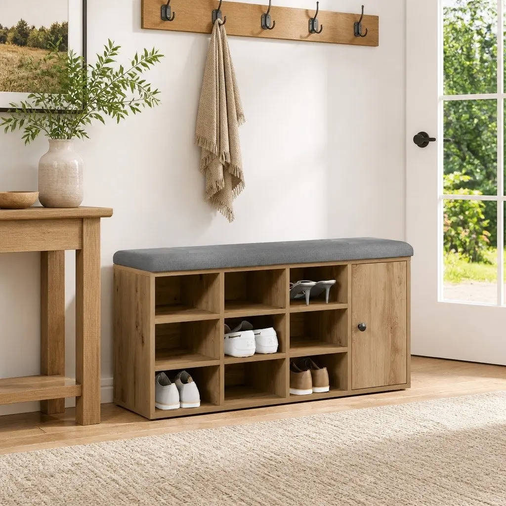 Padded Seat Storage Bench for Hallway or Entryway