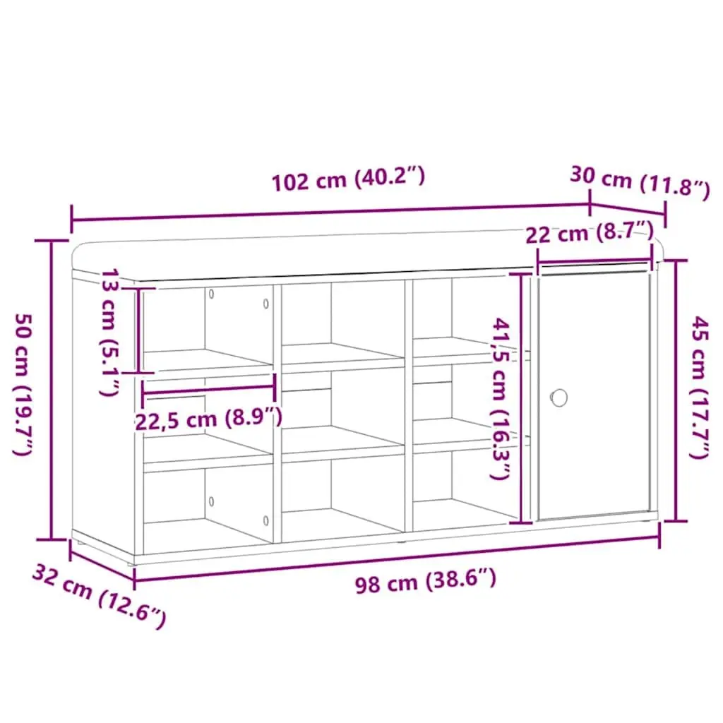 Padded Seat Storage Bench for Hallway or Entryway