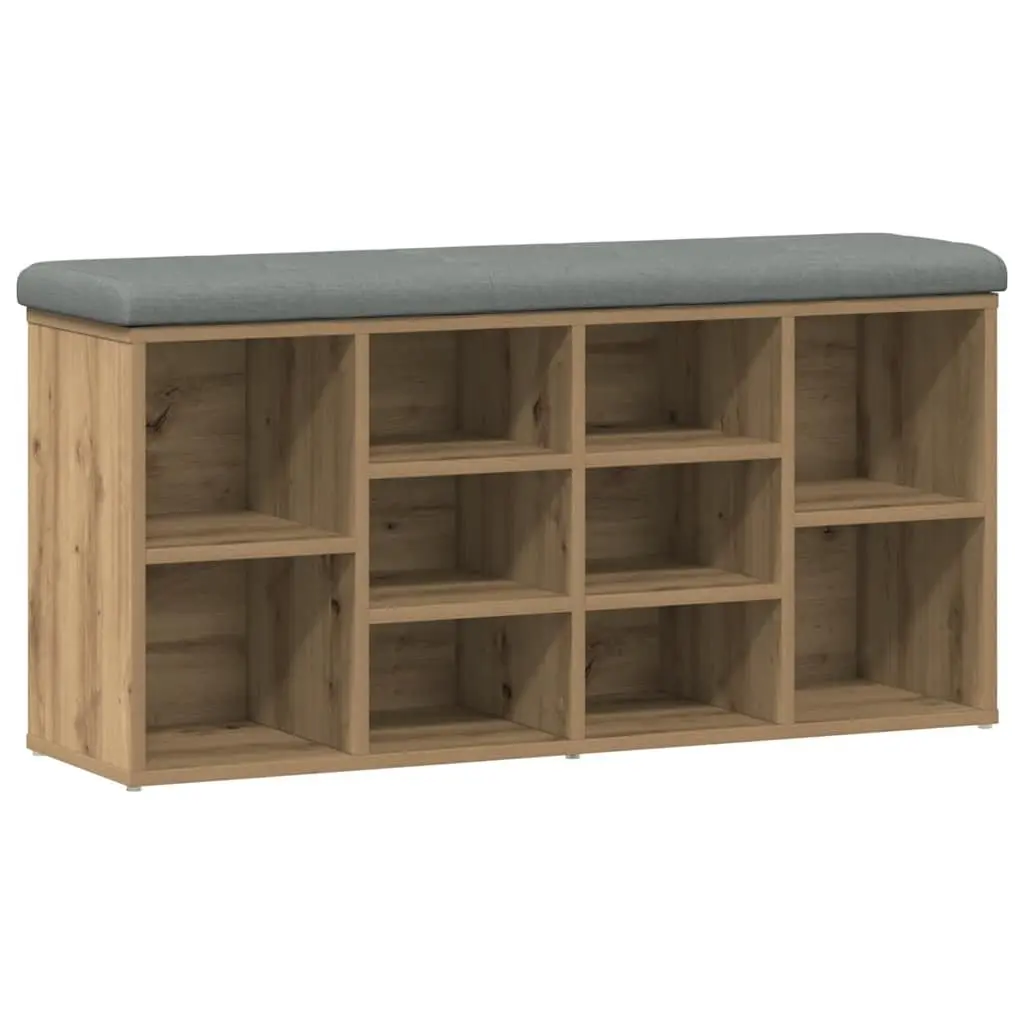 Brown Padded Shoe Bench for Entryway Storage