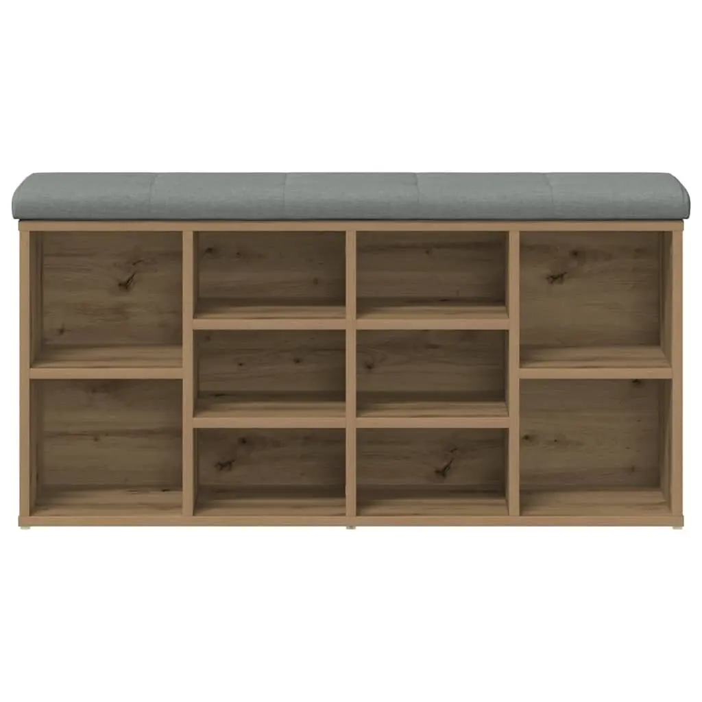 Brown Padded Shoe Bench for Entryway Storage