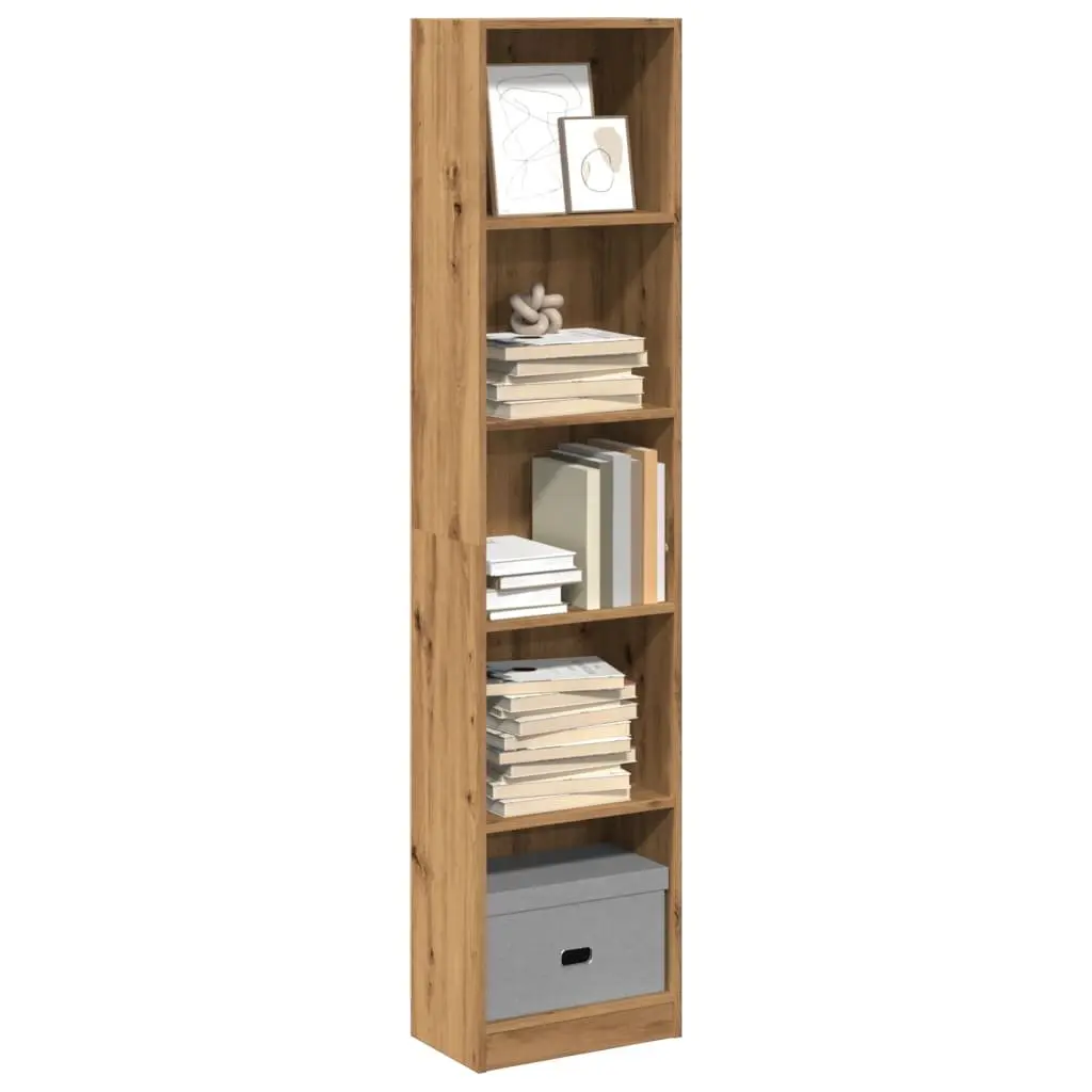 Brown Engineered Wood Bookcase Open Shelving Unit 40W x 24D x 176H cm Storage for Home Office