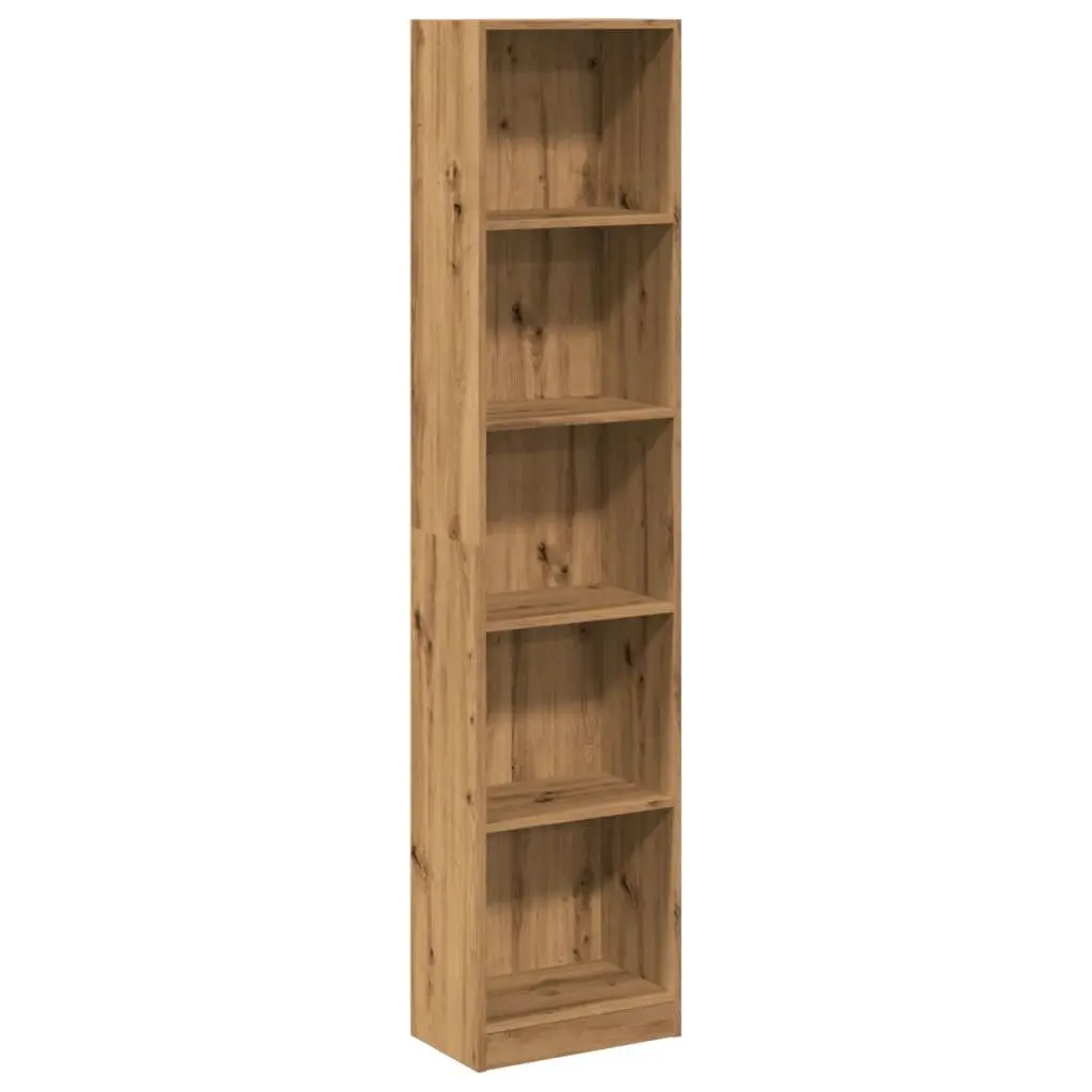 Brown Engineered Wood Bookcase Open Shelving Unit 40W x 24D x 176H cm Storage for Home Office