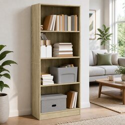 Brown Open Compartment Bookcase for Cozy Living Spaces