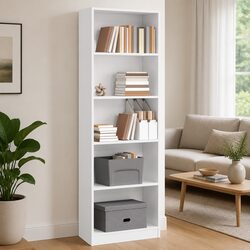 White Open Shelving Bookcase 60x24x176 cm