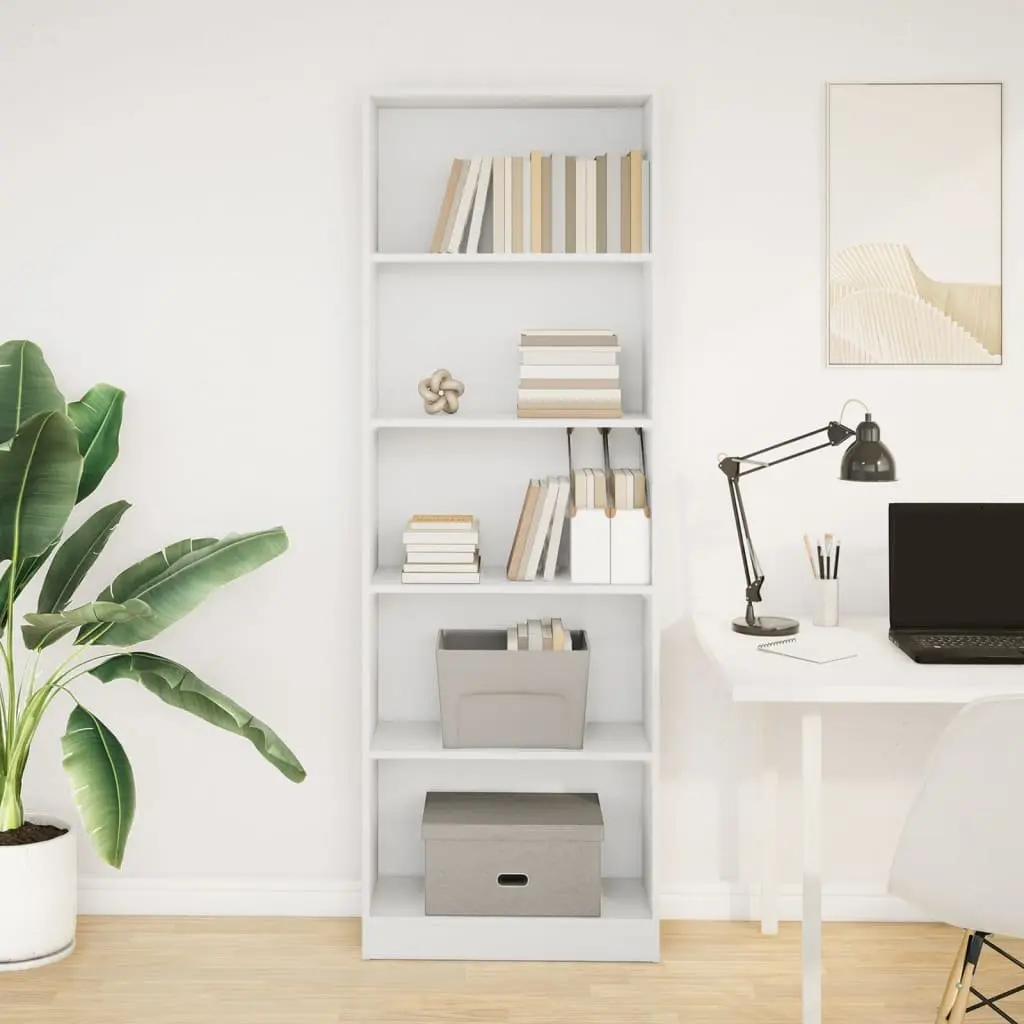 White Open Shelving Bookcase 60x24x176 cm