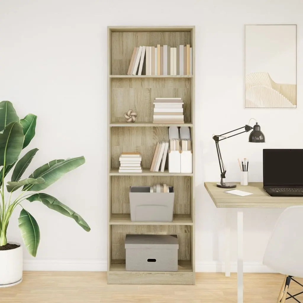 Sonoma Oak Bookcase 60x24x176 cm Engineered Wood