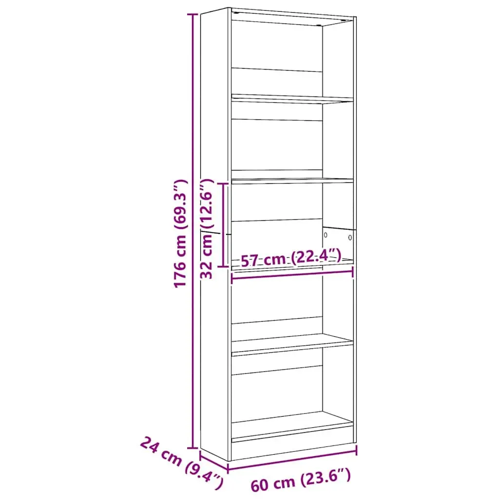 Brown Engineered Wood Open Compartment Bookcase