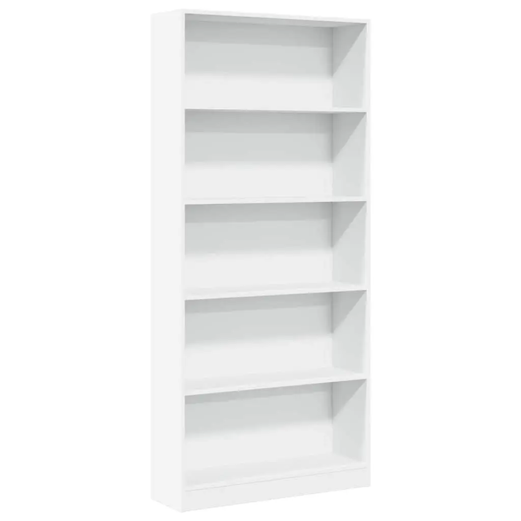 Open Compartment Bookcase in White 80x24x176 cm