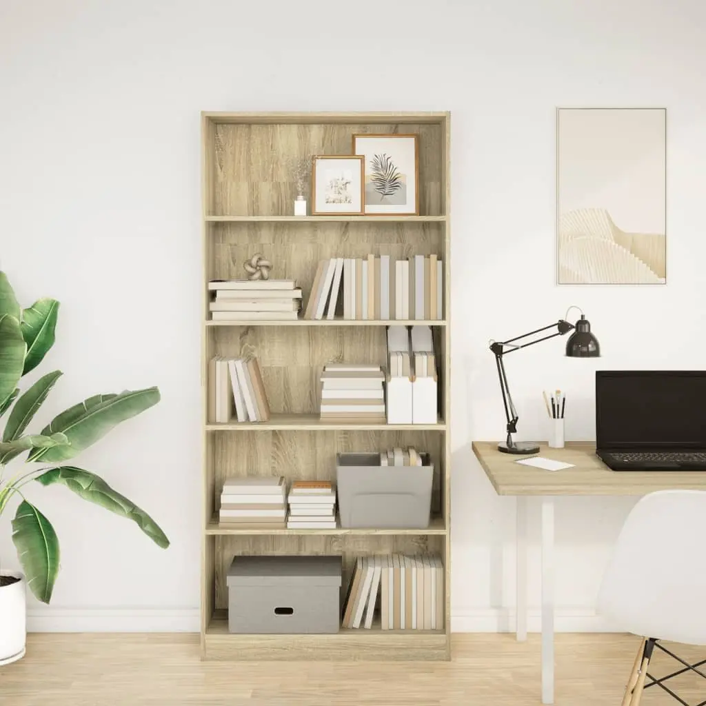 Sonoma Oak Open Shelving Bookcase 80x24x176cm