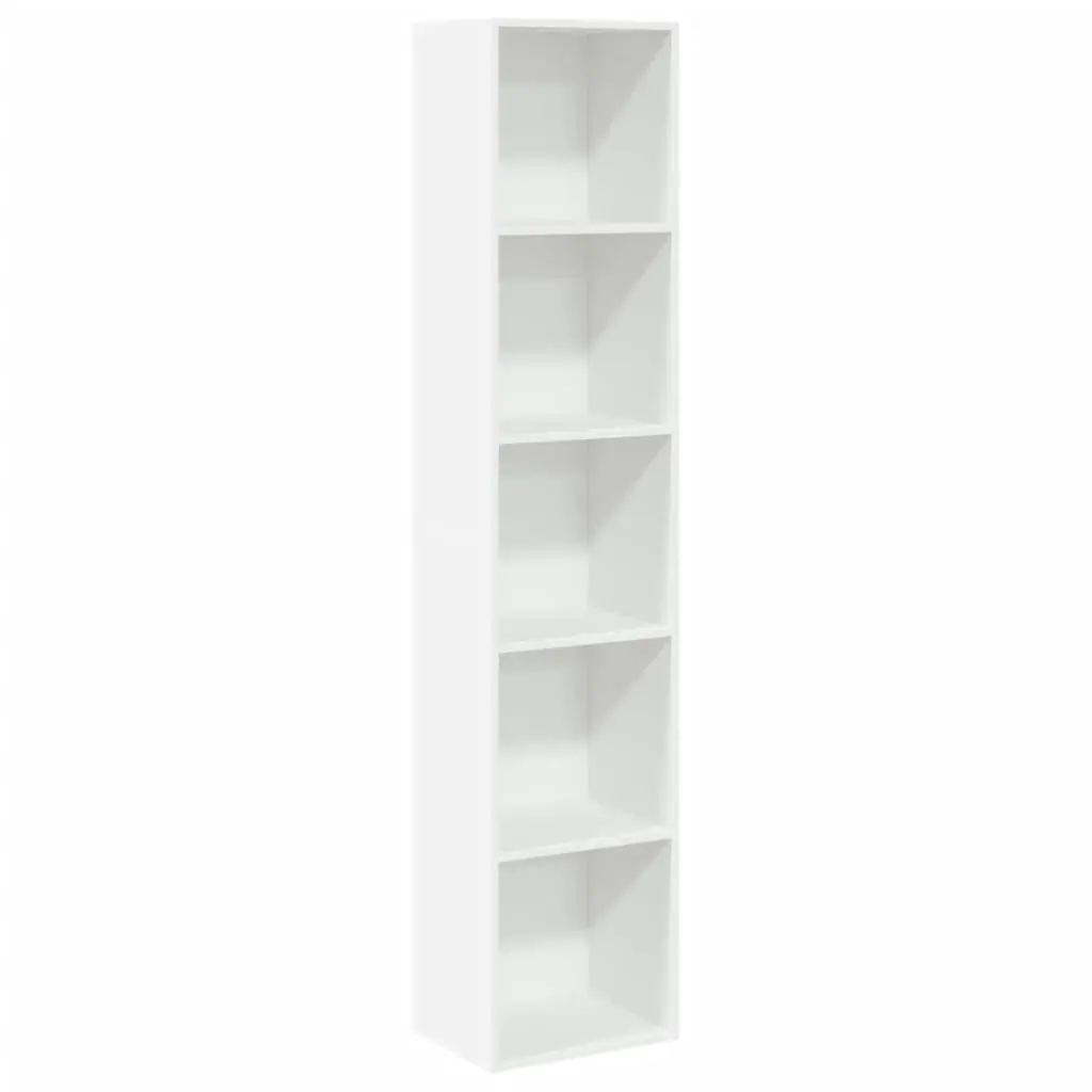 Bookcase White 40x30x189 cm Engineered Wood Open Shelves Storage Cabinet