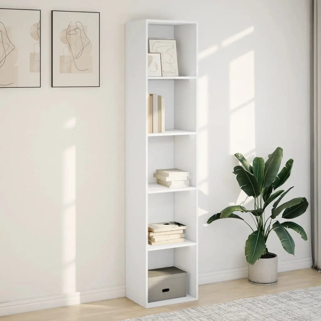 Bookcase White 40x30x189 cm Engineered Wood Open Shelves Storage Cabinet