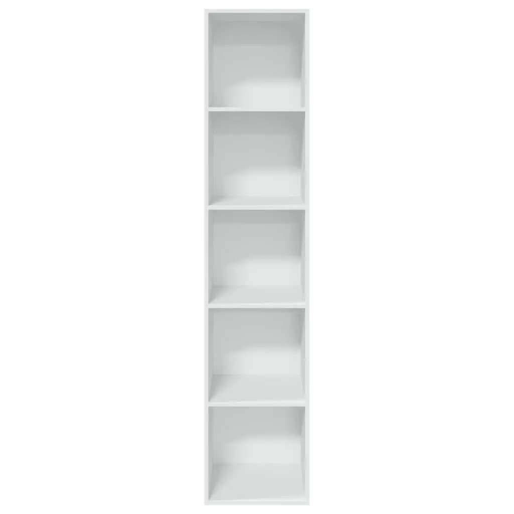 Bookcase White 40x30x189 cm Engineered Wood Open Shelves Storage Cabinet