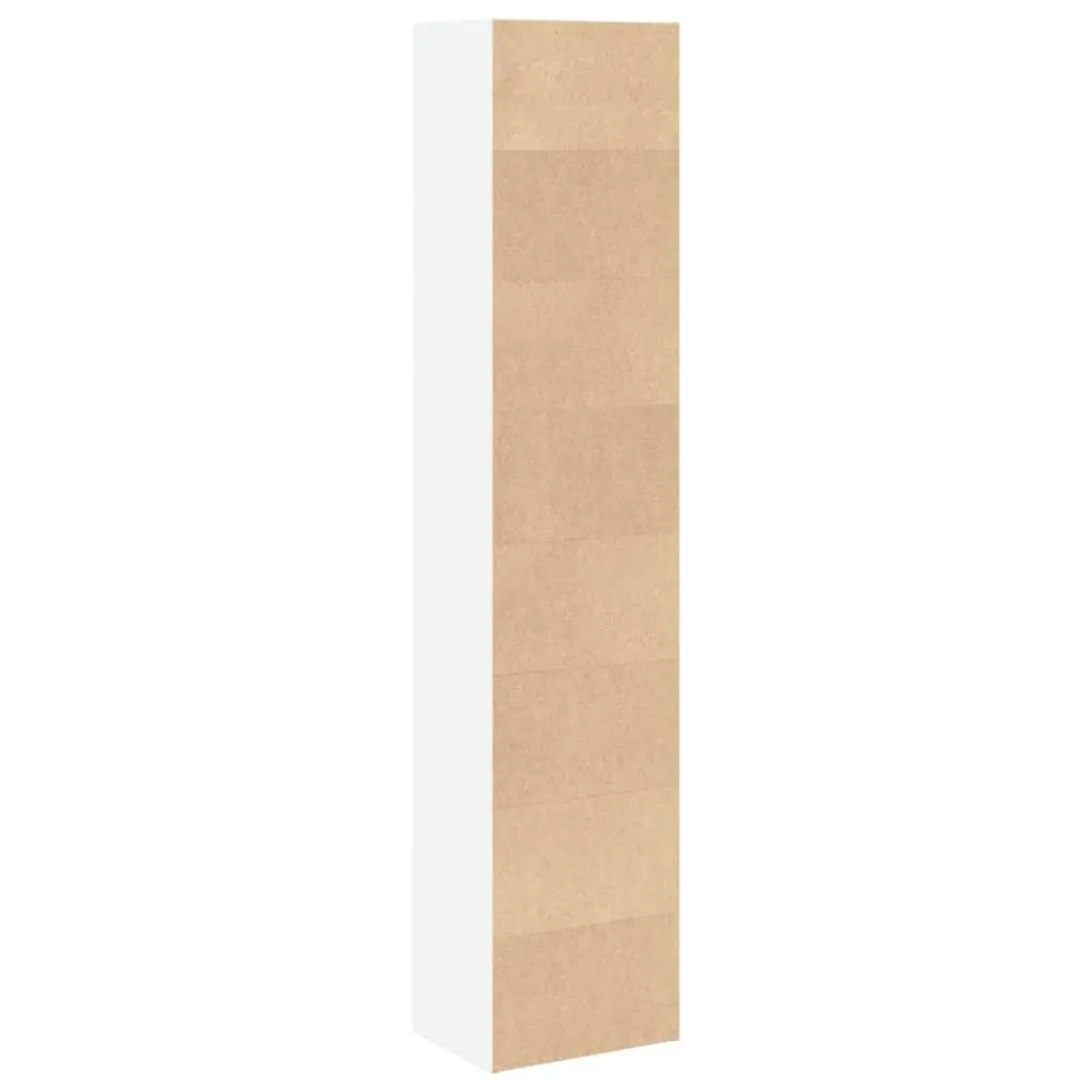 Bookcase White 40x30x189 cm Engineered Wood Open Shelves Storage Cabinet