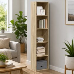 Sonoma Oak Bookcase with Engineered Wood Storage 40x30x189cm