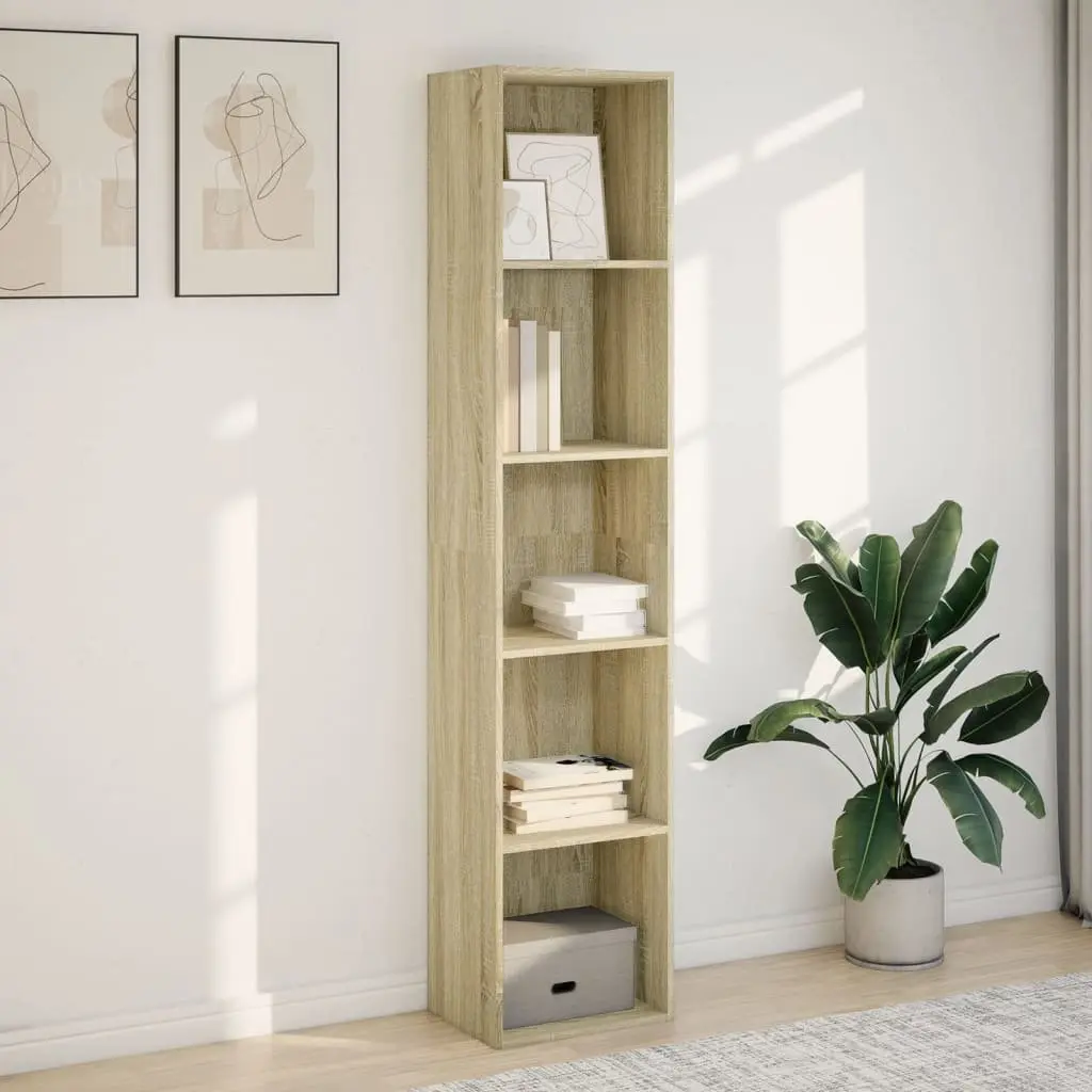 Sonoma Oak Bookcase with Engineered Wood Storage 40x30x189cm