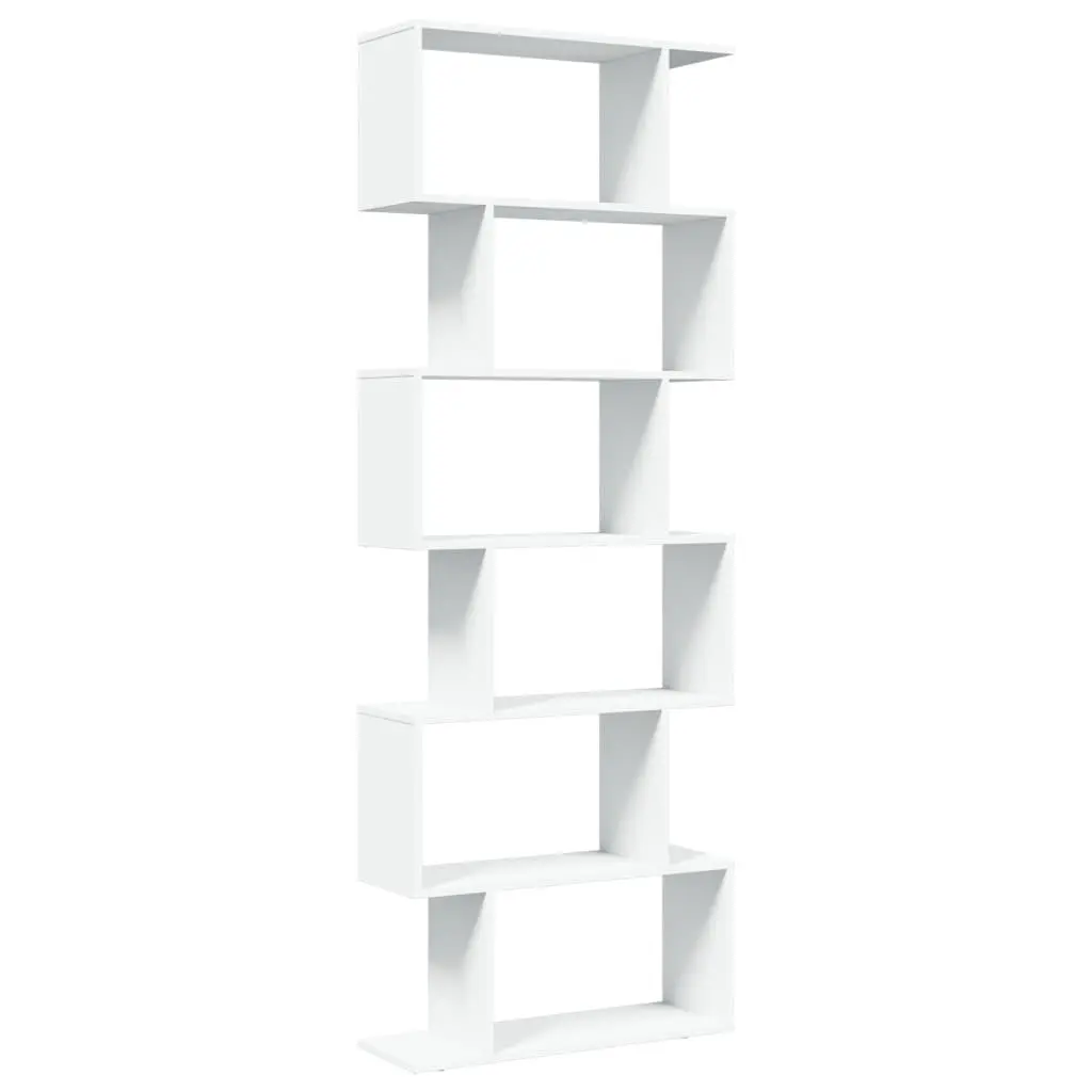 Room Divider Bookcase 6-Tier White 70x24x193 cm Standing Storage Shelf