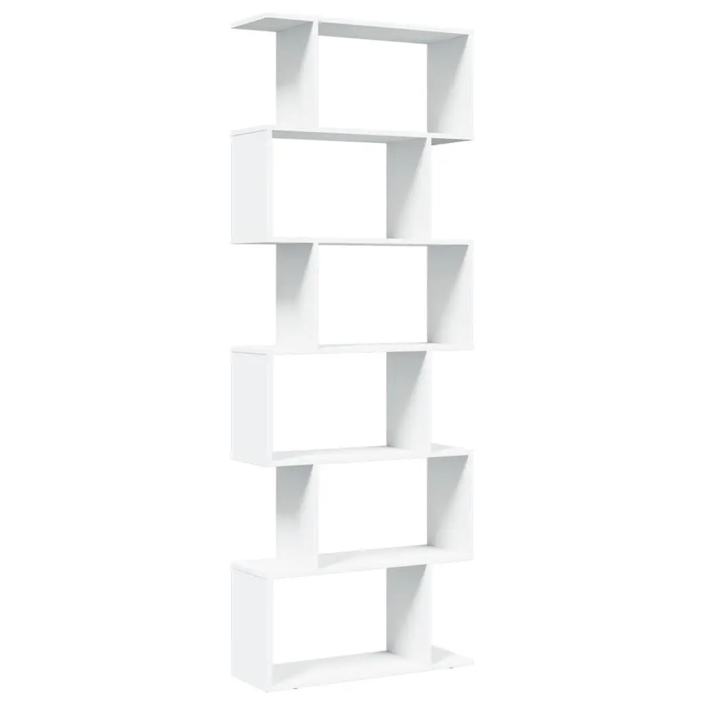 Room Divider Bookcase 6-Tier White 70x24x193 cm Standing Storage Shelf