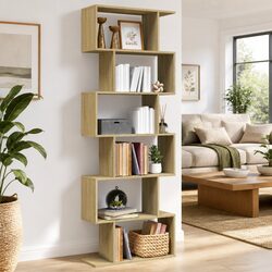 6-Tier Room Divider Bookcase in Brown 70x24x193cm