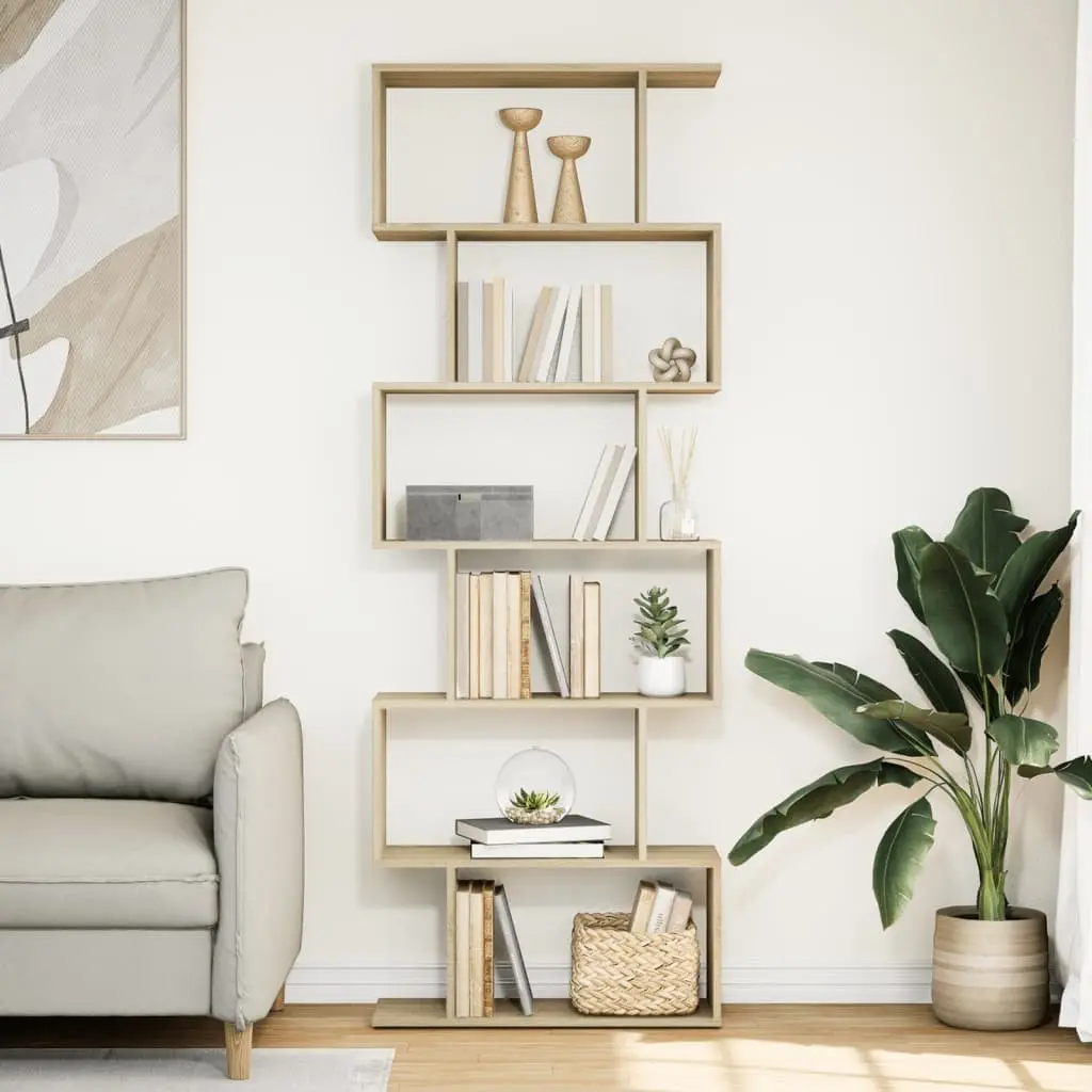 6-Tier Room Divider Bookcase in Brown 70x24x193cm