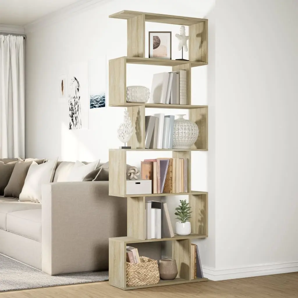 6-Tier Room Divider Bookcase in Brown 70x24x193cm