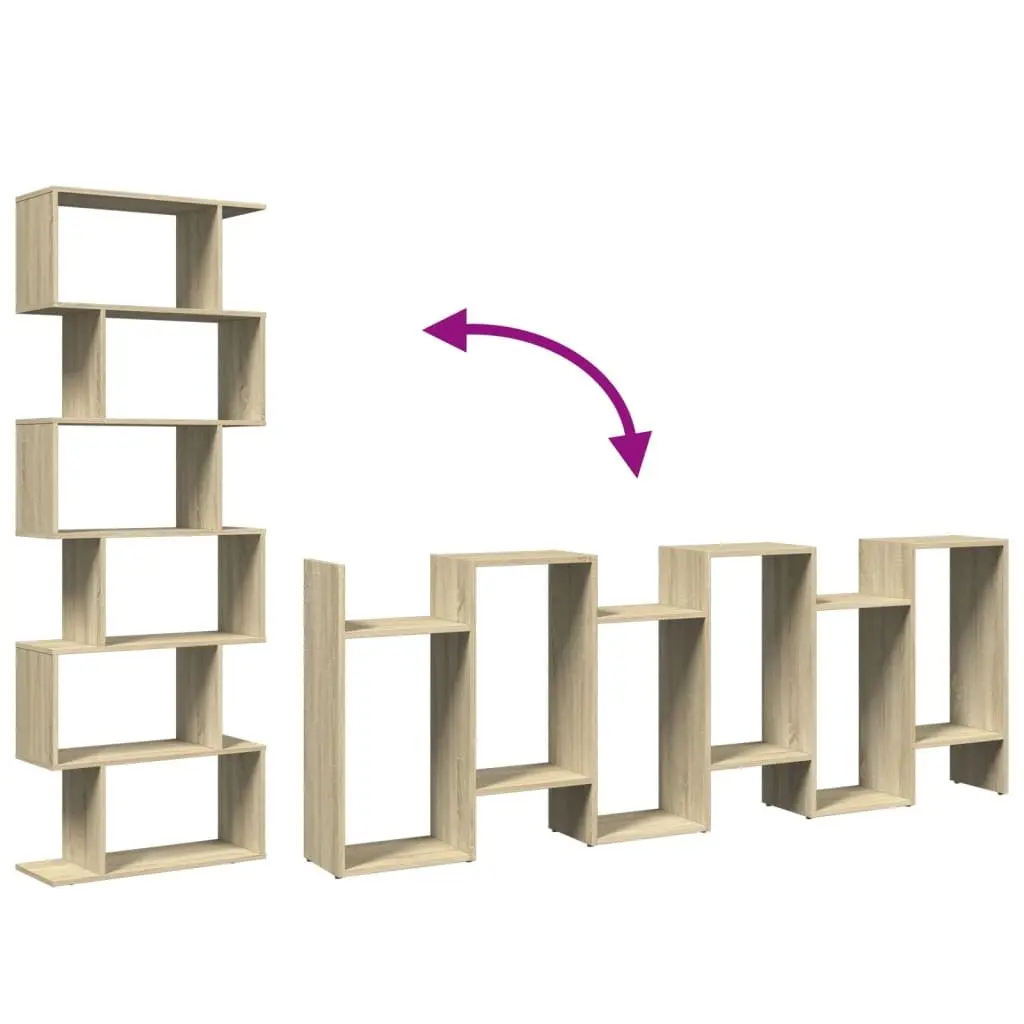 6-Tier Room Divider Bookcase in Brown 70x24x193cm