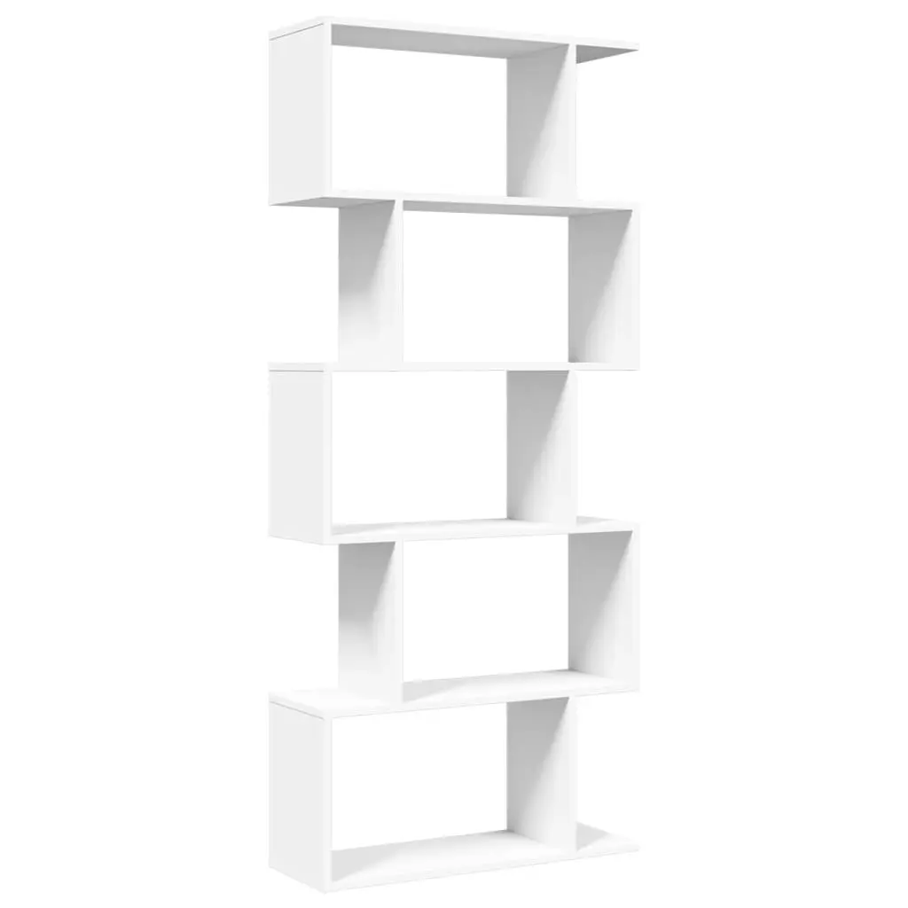 5-Tier White Engineered Wood Room Divider Bookcase