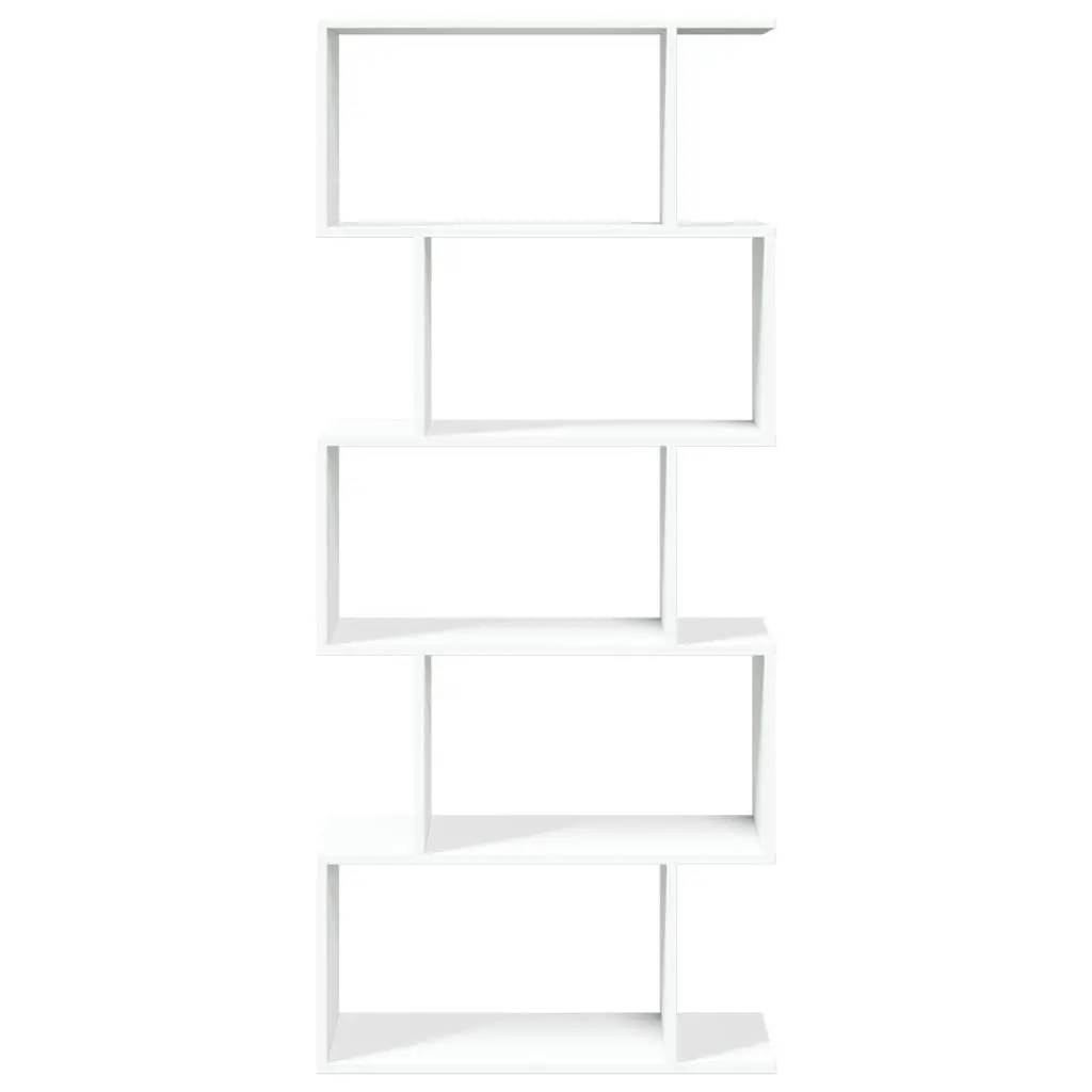 5-Tier White Engineered Wood Room Divider Bookcase