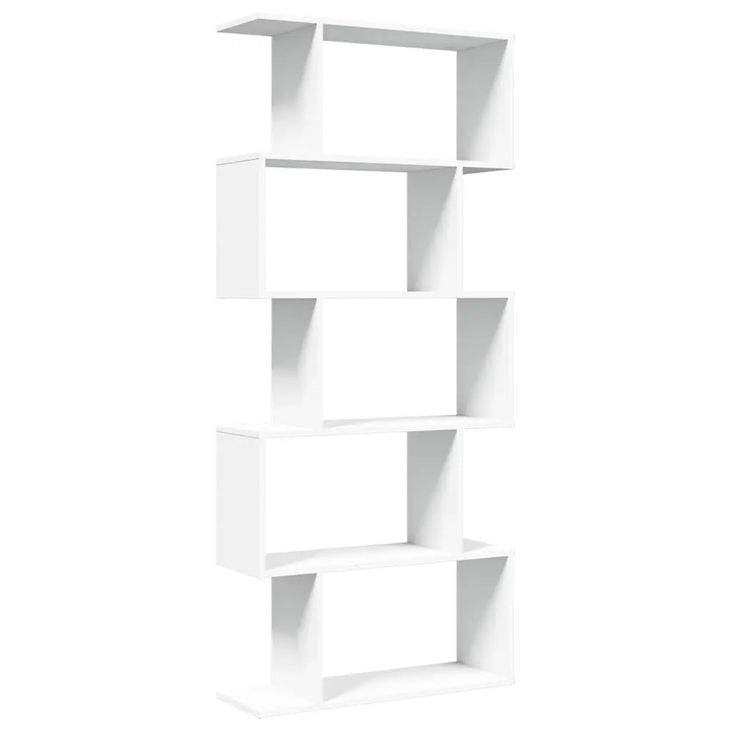 5-Tier White Engineered Wood Room Divider Bookcase